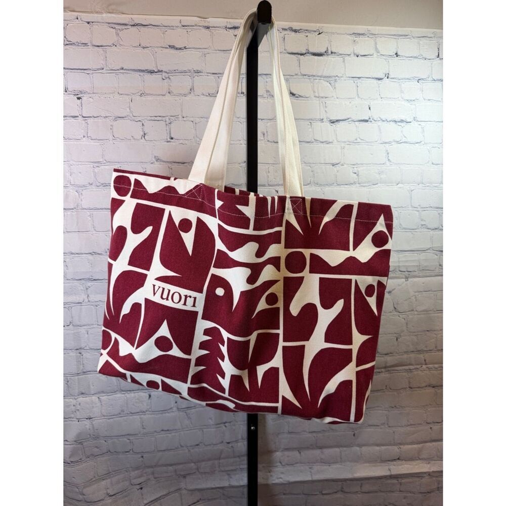 Vuori Burgundy & Cream Canvas Tote Limited Edition